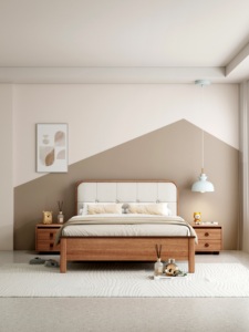 Cadre de lit rustique en bois massif de haute qualité, aucun sommier tapissier requis - Product Image 2