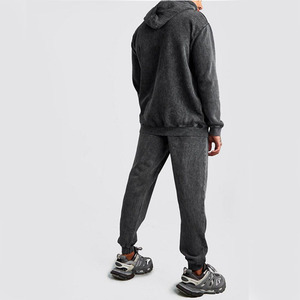 Ensemble sweat-shirt et pantalon de survêtement en coton délavé à l'acide, personnalisé OEM, 2 pièces, pour hommes - Product Image 5