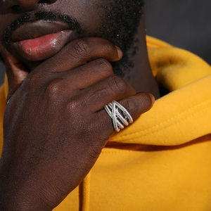 Hip Hop 925 Sterling Silver Original Moissanite Diamond Ring Gift for Him Fashion Jewelry from India - Product Image 4