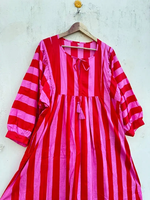 Robe midi en coton indien doux pour femme, tenue de soirée, voile à manches longues, taille naturelle, écologique, respirante, lavable, coupe trapèze