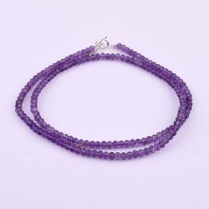 Vintage Handmade <b>Small</b> Beads Beaded Stacked Wearing <b>Necklace</b> Very Simple Color Fine Faceted Natural Amethyst <b>Gold</b> Plated Unisex - Product Image 5