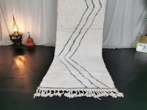 Alfombra única marroquí Boujaad Runner Alfombra de corredor beige de lana marroquí anudada a mano a precio de fábrica del fabricante de la India - Product Image 3