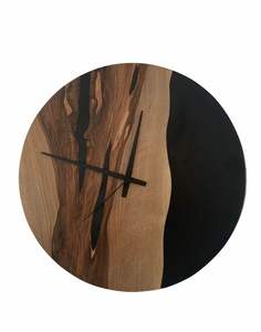 Fait à la main en Inde meilleur Style personnalisé noir marron en bois résine époxy horloge murale Art thème modèle pour la décoration intérieure - Product Image 1