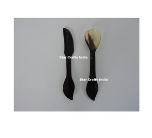 Cuillère à thé et cuillère à dessert en corne de qualité supérieure, artisanat indien, ustensiles en corne pour dîner et petit-déjeuner - Product Image 2