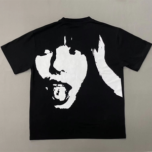 เสื้อยืดผ้าแห้งเร็วสำหรับผู้ชายเสื้อครอปไซส์ผ้าฝ้าย100% โอเวอร์ไซส์แขนสั้นผ้าแห้งเร็วเสื้อครอปไซส์ดีไซน์ไหล่มีโลโก้พิมพ์ลาย - Product Image 2