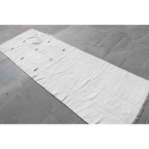 พรมวินเทจขนาด 3.1x9.4 ฟุต, พรมวิ่งสไตล์ตุรกี, พรมขนสัตว์ขอบสีขาวดำ - Product Image 1