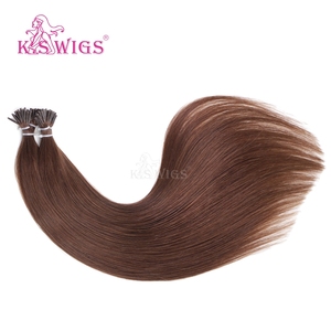 K.SWIGS 4 #   Extensiones de Cabello Humano Virgen Liso Marrón con Punta I, de 10-30 Pulgadas, 50g/50 Unidades, con Punta de Queratina, para Tejer Cabello a Granel - Product Image 5