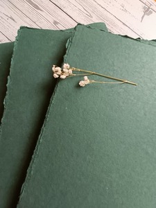 Papel de trapo de algodón Khadi verde oscuro A4 20X30 cm 200gsm 100% hojas - Product Image 2