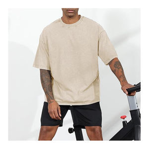 High Street Style Hombres Lavado con ácido Camisetas de hombro caído de gran tamaño 100% Algodón Peso pesado Ajuste suelto 300 GSM - Product Image 5