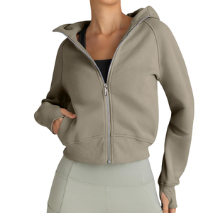 Vêtements décontractés, streetwear, épaules tombantes, respirants, respectueux de l'environnement, sweats à capuche en tricot, sweats à capuche courts pour femmes - Product Image 6