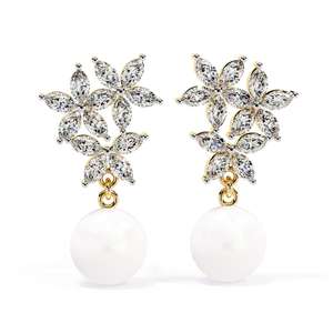 Boucles d'oreilles en diamant de taille marquise cultivé en laboratoire de luxe pour femmes, or massif 14 carats, certifiées IGI, bijoux cadeau, accessoires de mode élégants - Product Image 1
