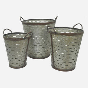 Juego de 3 macetas de pared de Metal de estaño galvanizado corrugado Fingerhut - Product Image 6