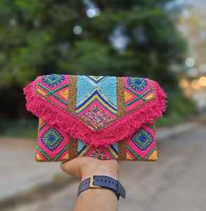 2026 Trending Beaded Beautiful Color Partywear Women Handbag <b>Purse</b> Large Capacity Portable Embroidery Chains Export Price India - Product Image 2