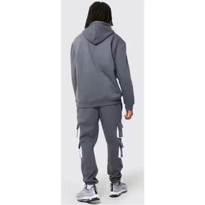 Marque privée personnalisée, ensemble de jogging pour hommes, survêtement à capuche, pantalon de survêtement droit à jambes larges, gym, deux pièces - Product Image 2