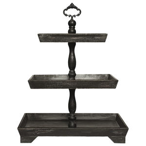 Plateau de service en bois durable à 3 niveaux grand support à plusieurs niveaux pour comptoir de cuisine ferme décor de vacances présentoir à cupcakes détachable - Product Image 2