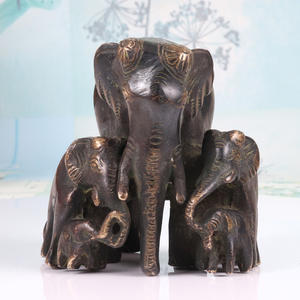 Escultura de estatua de familia de elefante de bronce antiguo de latón indio hecho a mano 10,00X10,00 cm de cm para decoración del hogar y artículos de regalo - Product Image 4
