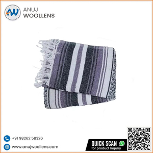 Manta a rayas tejida sostenible Falsa púrpura estilo mexicano grande personalizada directa de fábrica Venta Directa - Product Image 5