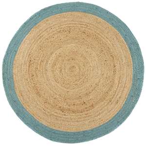 Tapis en jute bleu œuf de canard à bordures tissées Netline Home - Product Image 5