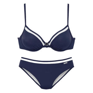 Conjunto de Bikini para Mujer con Logotipo Personalizado al por Mayor, Traje de Baño de Dos Piezas, Bikini Push-Up Azul Marino, Traje de Baño para Mujer, Proveedor OEM - Product Image 1