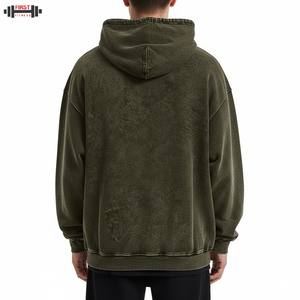 Sudaderas con capucha de invierno con estampado bordado lavado ácido personalizado, sudaderas lisas para hombre, tela polar hecha a medida en blanco - Product Image 5