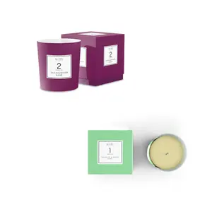 Top Quality QIYOI pack of two scented candles geranium and sweet basil and sandalwood for aromatherapy and home fragance 250
