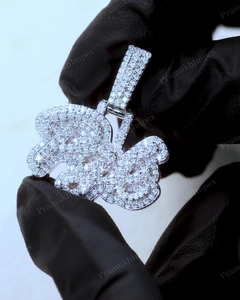 Pendentif lettre en moissanite personnalisé pour hommes en argent sterling plaqué or VVS Diamond Pass Diamond Tester Hip Hop Style Pendant - Product Image 4