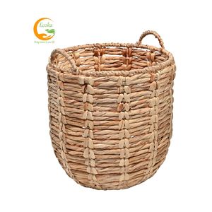 Haute qualité personnalisable naturel cercle jacinthe d'eau tissé à la main conception Portable panier à linge pour la maison cuisine stockage - Product Image 1