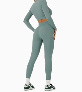 Sujetador deportivo personalizado para mujer y ropa deportiva Crop Tops con pantalones cortos de malla Leggings de yoga Ropa de gimnasio Chándal de entrenamiento físico - Product Image 3