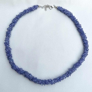 Tự nhiên Tanzanite đá quý Vòng cổ Tanzanite Uncut chip Xoắn hạt dây phong cách vòng cổ 925 Sterling bạc clasp Vòng cổ - Product Image 1