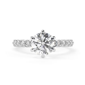 Bague de fiançailles pour femme de style mignon avec diamant solitaire de laboratoire taille ronde et accents, marque RITZIN - Product Image 4