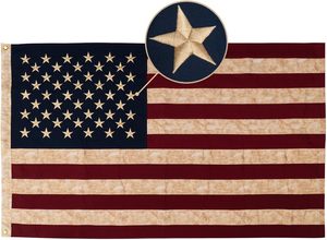 ธงชาติอเมริกันผ้าฝ้าย ขนาด 3x5 ฟุต สีชาโบราณ ธงสหรัฐอเมริกา กันน้ำ พกพาสะดวก ทนทาน สำหรับใช้งานกลางแจ้ง ปักลายธงชาติสหรัฐอเมริกา - Product Image 6