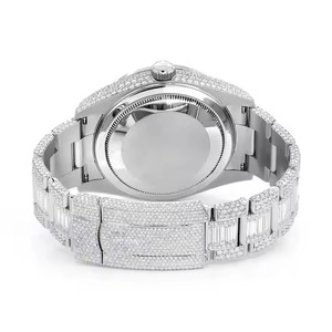 Antique Baguette En Acier Inoxydable De Luxe Personnalisé 20mm Analogique Hip Hop Montre Nouvelle Arrivée De Haute Qualité Entièrement Glacé Moissanite Diamant - Product Image 4