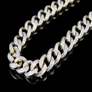 10K White <b>Gold</b> Cuban <b>Chain</b> with Lab Grown Diamonds Fully Iced Out Necklace Jewelry for <b>Mens</b> Streetwear & Party Wear - Product Image 1