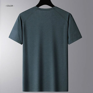 Camiseta deportiva de alta calidad para hombre, ropa deportiva de compresión de punto informal para gimnasio, patrón sólido para entrenamientos de verano OEM ODM - Product Image 3