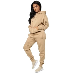 Women's 100% Cotton Fleece Fitness Sports <b>Jogger</b> Suit Custom Logo Oversized Baggy Track Suits Solid Plus Size Features for - Product Image 4