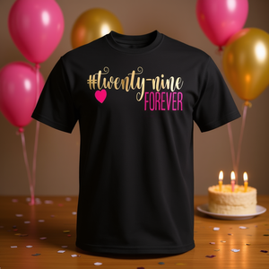 Camiseta de cumpleaños Twenty Nine Forever, regalo de 29.º aniversario para mujer, color negro - Product Image 3