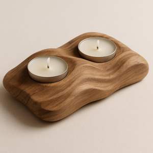 Bougeoir rond en bois de haute qualité, support à bougie décoratif en bois massif pour la décoration de la maison, du salon et de la table - Product Image 4