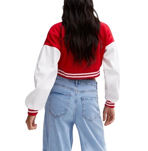 Top Trending Custom Color Mujer Crop Varsity Jacket Transpirable Tejido Algodón Nuevo Elegante Manga Larga Longitud Corta Ropa Casual - Product Image 3