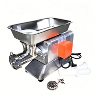 Hachoir à viande commercial 150 kg/h en acier inoxydable, machine électrique de traitement de la viande avec interrupteur étanche et accessoire de boucher, avec poussoir à saucisses