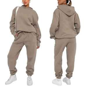 Ensemble de survêtement streetwear personnalisé avec logo, sweat-shirt et pantalon en coton pour femme, jogging deux pièces pour femme, 2026 - Product Image 3