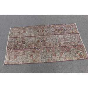 Alfombra Turca Vintage de 2.6x4.5 pies, Alfombra de Lana Azul con Diseño Floral - Product Image 2