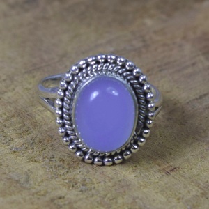 <b>925</b> Sterling <b>Silver</b> Blue Chalcedony <b>Ring</b> Handmade Oval Cut Promise <b>Ring</b> with Blue Chalcedony Stone - Product Image 1
