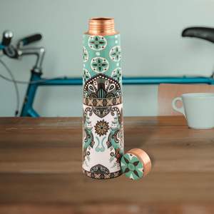 Ayurvedic <b>Copper</b> <b>Bottle</b> with Print Pure <b>Copper</b> Water <b>Bottle</b> Design Designer <b>Copper</b> <b>Bottle</b> Meena Artwork - Product Image 6