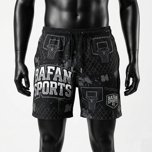 กางเกงขาสั้นชายหาดชาย พรีเมียม 140 GSM ผ้าโพลีเอสเตอร์ไมโครไฟเบอร์ แห้งเร็ว สีดำ เทา ขาว พิมพ์ลายแบบซับลิเมชั่น โลโก้สั่งทำได้ - Product Image 2