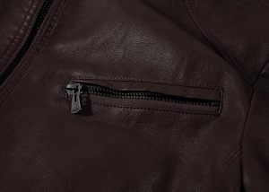 แจ็กเก็ตหนังแท้กันลมสำหรับผู้ชายดีไซน์ทรงสลิมฟิตสำหรับฤดูหนาว - Product Image 4