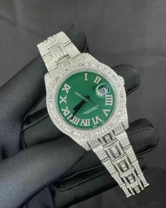 Édition limitée coupe baguette VVS Moissanite diamant cadran romain automatique glacé Hip Hop montre-bracelet clouté luxe hommes mode - Product Image 1