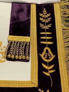 Haute qualité violet velours passé maître brodé tablier maçonnique or frange Lodge franc-maçon couture couture artisanat - Product Image 4
