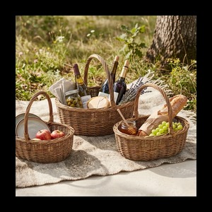 Set of 3 Rattan Picnic <b>Baskets</b> Handmade Storage <b>Basket</b> Wholesale eco-friendly Made in Viet Nam - Product Image 2