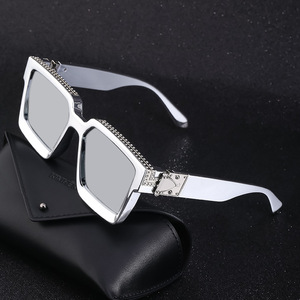 Lunettes de soleil carrées surdimensionnées de luxe pour hommes, lunettes de soleil de haute qualité pour gangsters et gardes du <span class=keywords><strong>corps</strong></span>, lunettes noires, accessoires de plage pour femmes - Product Image 1