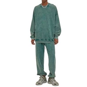 Conjunto de ropa de correr informal de invierno Unisex, chándal de lana de algodón 100% de Color personalizado, sudadera con cordón transpirable, pantalones para correr altos - Product Image 2